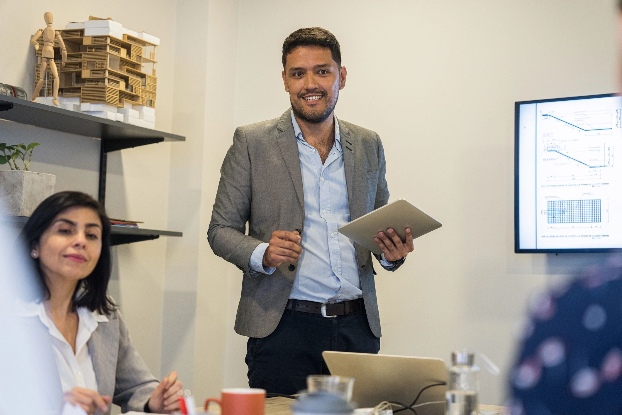 Professional advisors discussing investment strategy with clients